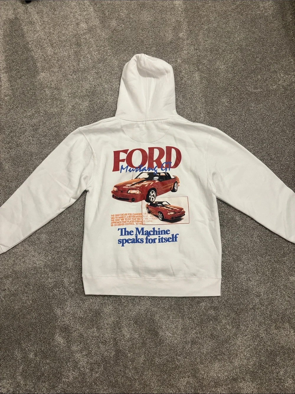 Ford White Crewneck Hoodie with Blue Logo